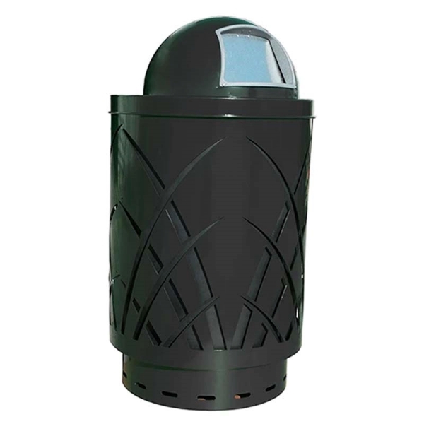 Sawgrass Trash Receptacle Round 40 Gallon Powder Coated Steel with Dome ...